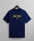 JUST GOD SCRIPT LOGO TEE (NAVY/YELLOW)