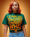 Through Christ Tee (Forest Green/Orange)