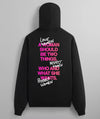 WOMAN OF GOD (LOVE PROTECT RESPECT) HOODIE BLACK/PINK/PEACH